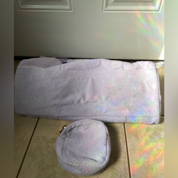 Stoney Clover Lane x Target Hearts Duffle Bag In Color Purple Terry Cloth - Picture 5 of 7